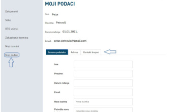 Ažuriranje podatka na vašem Ortis profilu